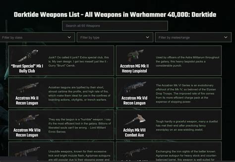 Darktide Weapons List [65 Weapons in Database, Pre